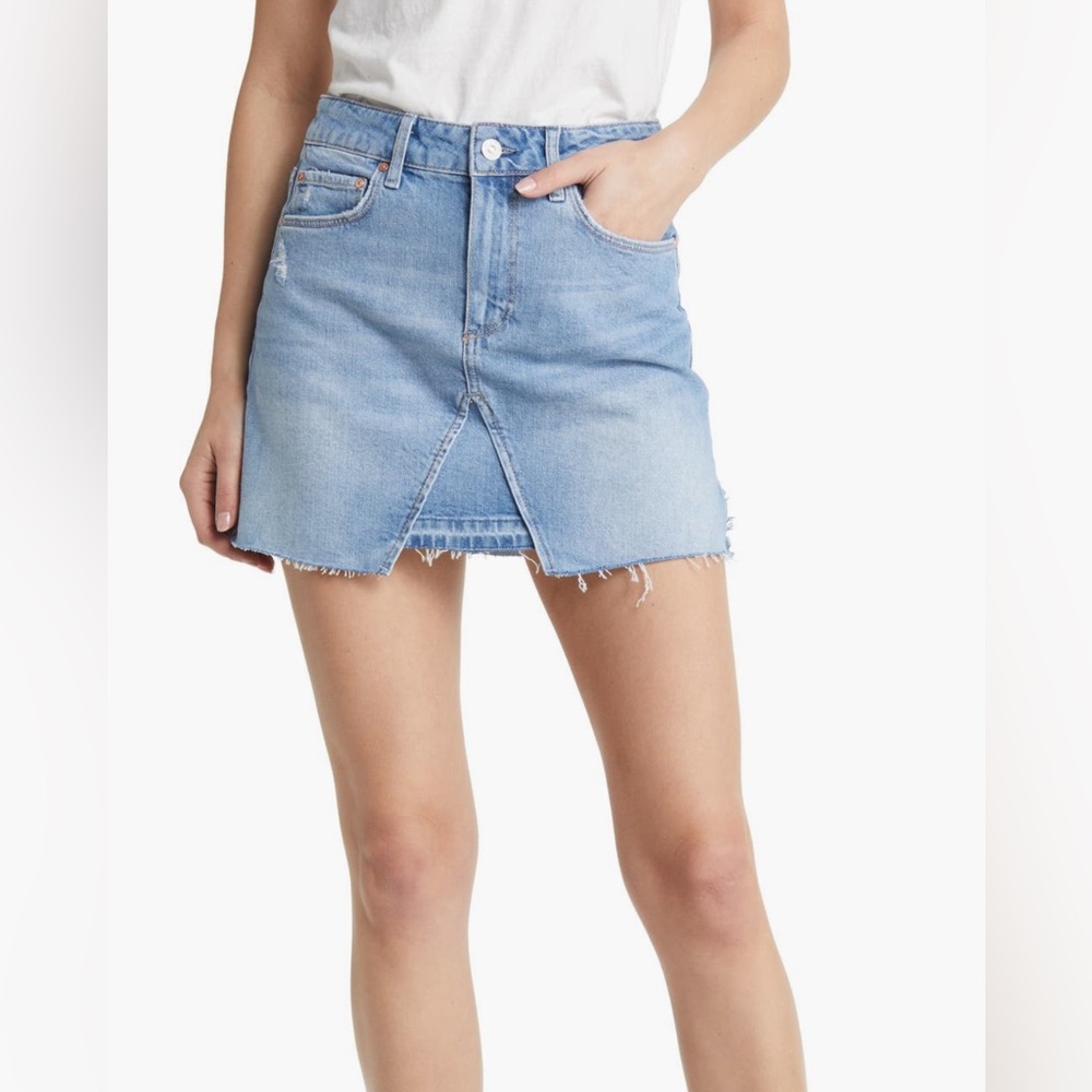 PAIGE Light Blue Denim Mini Skirt